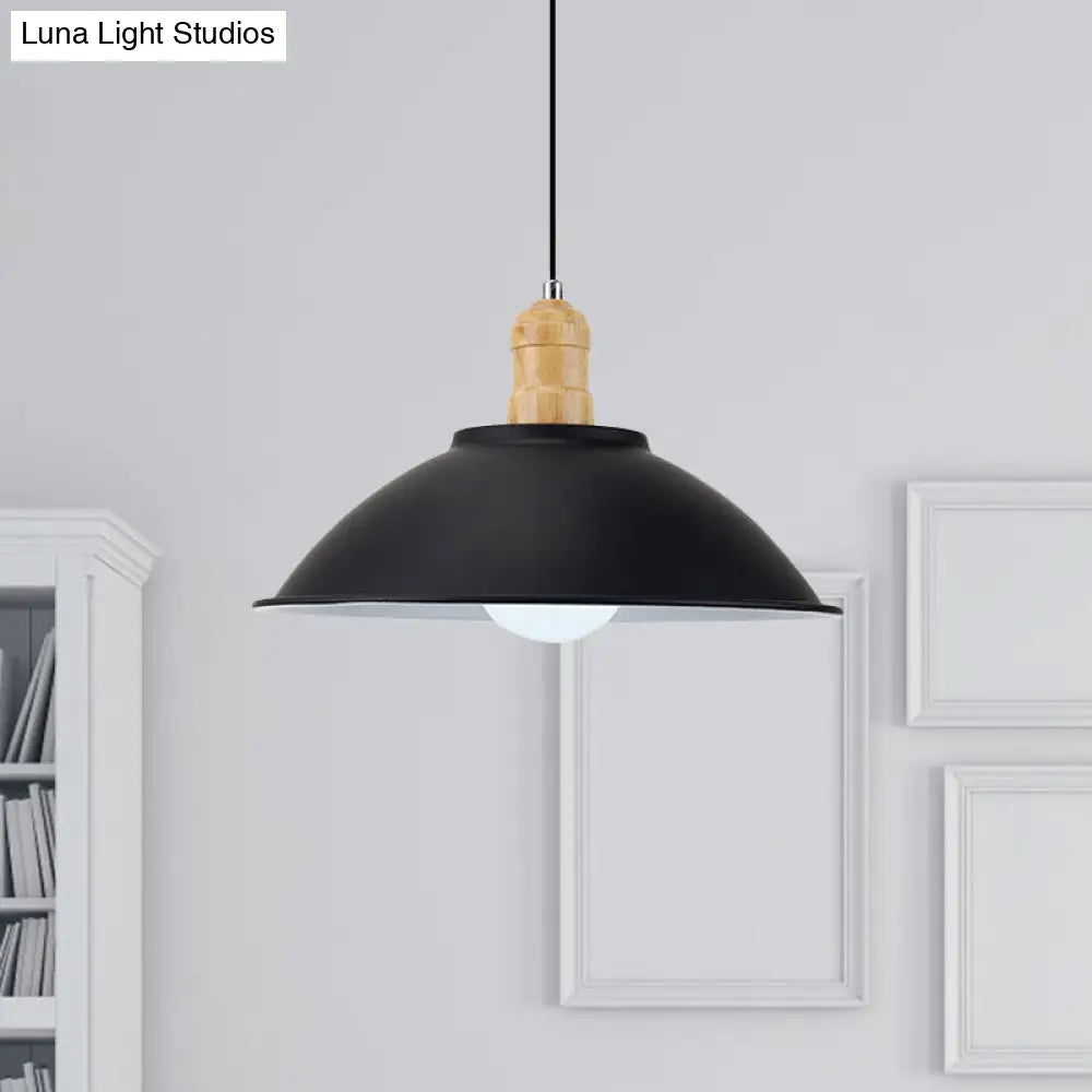 Modern Metal Pendant Light with Black Bowl Shade for Dining Room