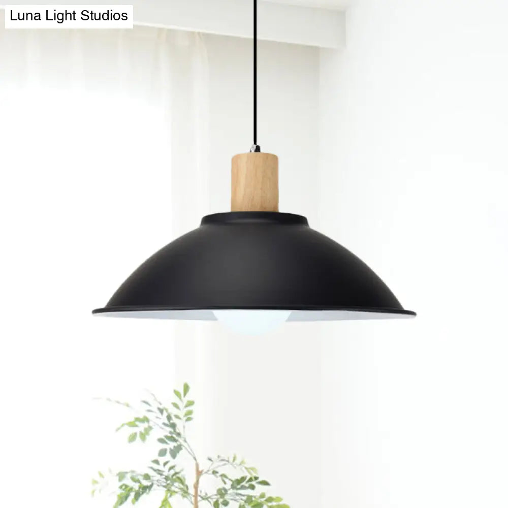 Modern Metal Pendant Light with Black Bowl Shade for Dining Room