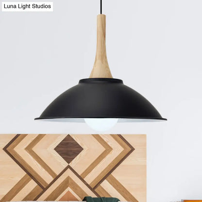 Modern Metal Pendant Light with Black Bowl Shade for Dining Room