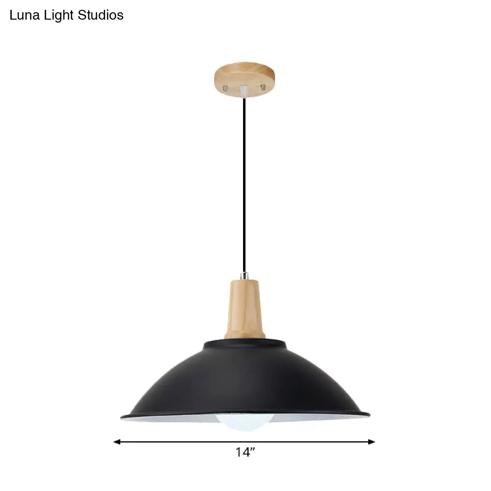 Modern Metal Pendant Light with Black Bowl Shade for Dining Room