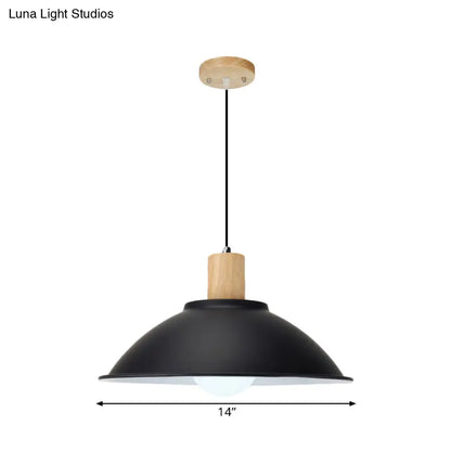 Modern Metal Pendant Light with Black Bowl Shade for Dining Room