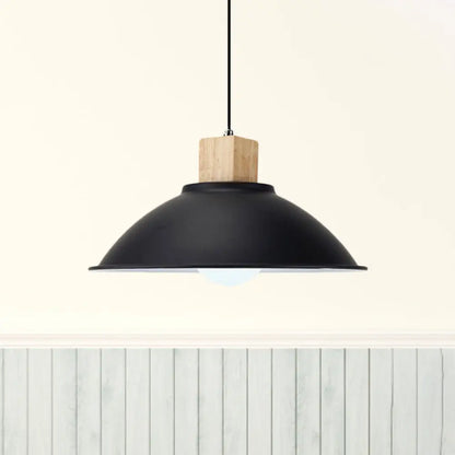 Modern Metal Pendant Light with Black Bowl Shade for Dining Room