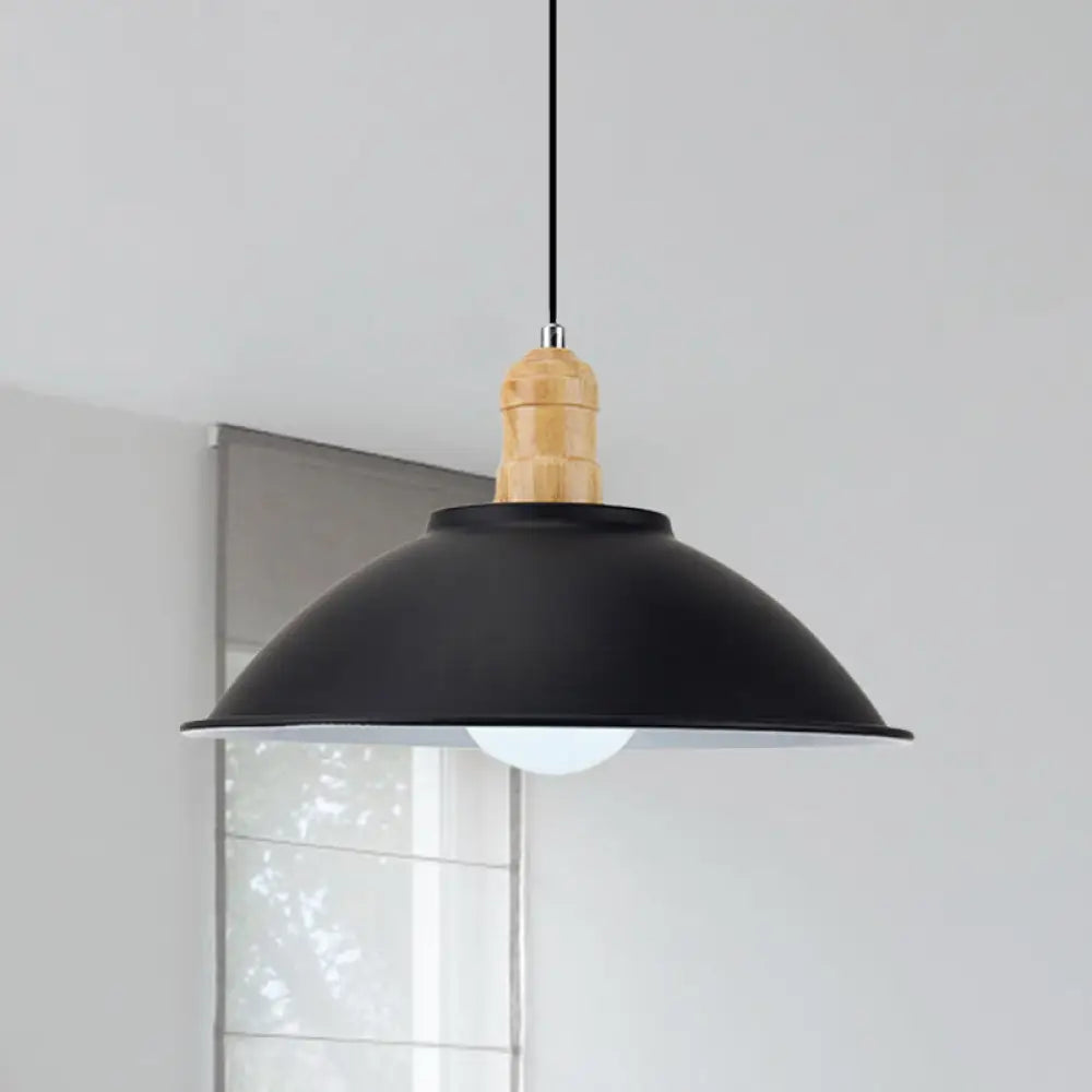 Modern Metal Pendant Light with Black Bowl Shade for Dining Room