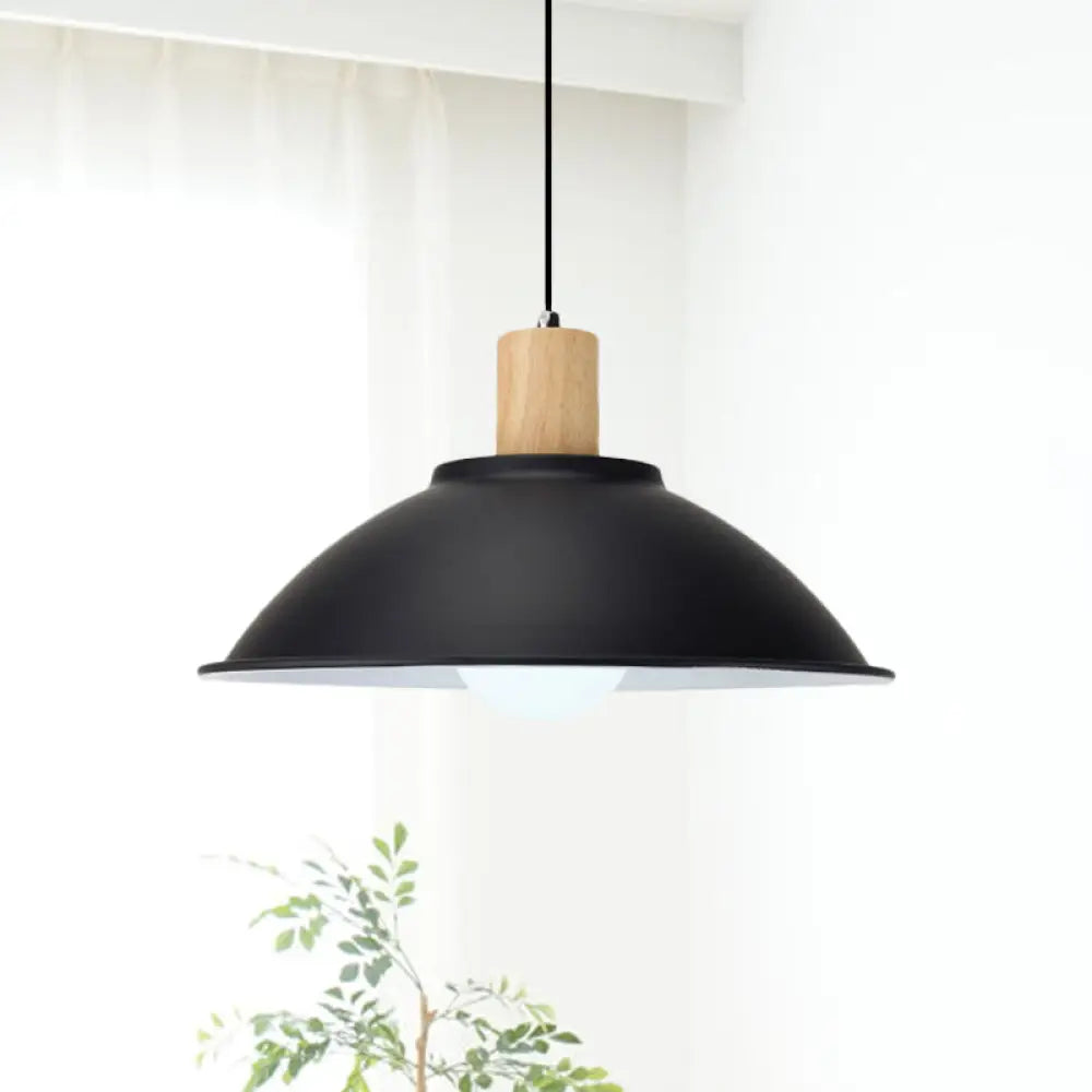 Modern Metal Pendant Light with Black Bowl Shade for Dining Room