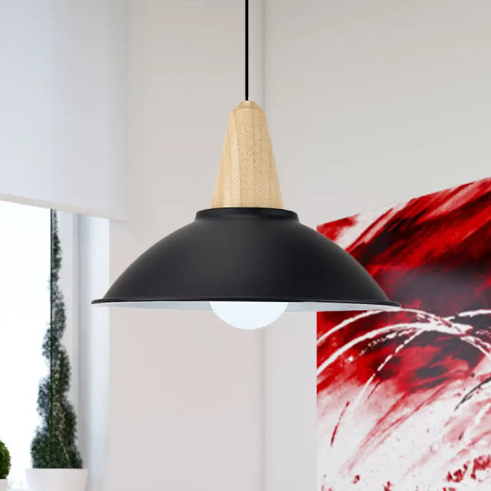 Modern Metal Pendant Light with Black Bowl Shade for Dining Room