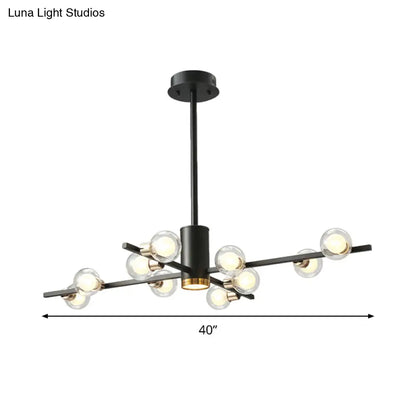 ثريا معدنية حديثة شعاعية مع ظلال زجاجية شفافة - 6/10/15 مصباحًا، مصباح سقف معلق أسود