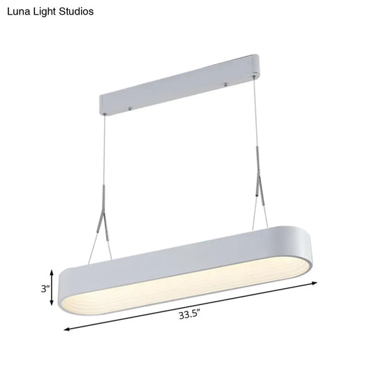 Lámpara de araña LED rectangular moderna de metal - 33,5"/47" de ancho - Blanco/Gris - Kit de lámpara colgante con difusor empotrado