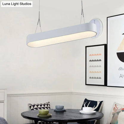 ثريا معدنية مستطيلة حديثة بإضاءة LED - عرض 33.5 بوصة/47 بوصة - أبيض/رمادي - طقم مصباح معلق مع موزع هواء مدمج