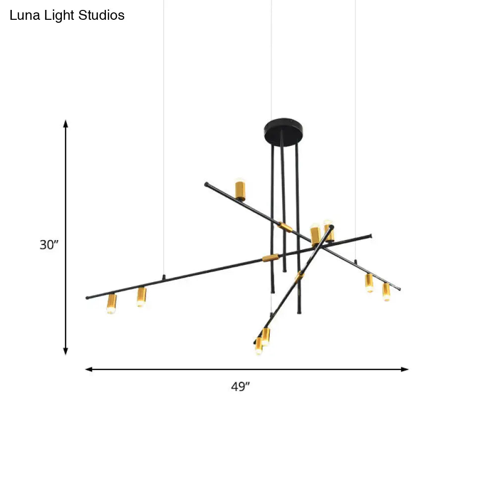 Lámpara de techo rectangular moderna de metal: Lámpara de techo negra (3/4/9 luces)