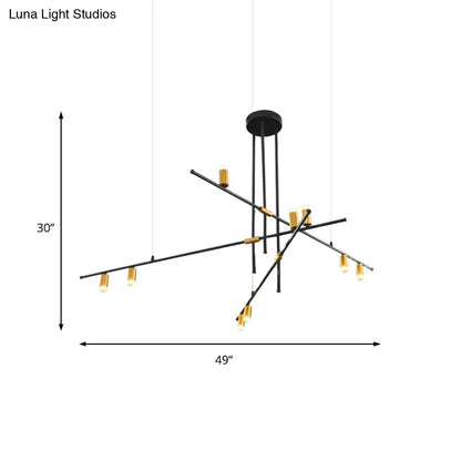 Lámpara de techo rectangular moderna de metal: Lámpara de techo negra (3/4/9 luces)