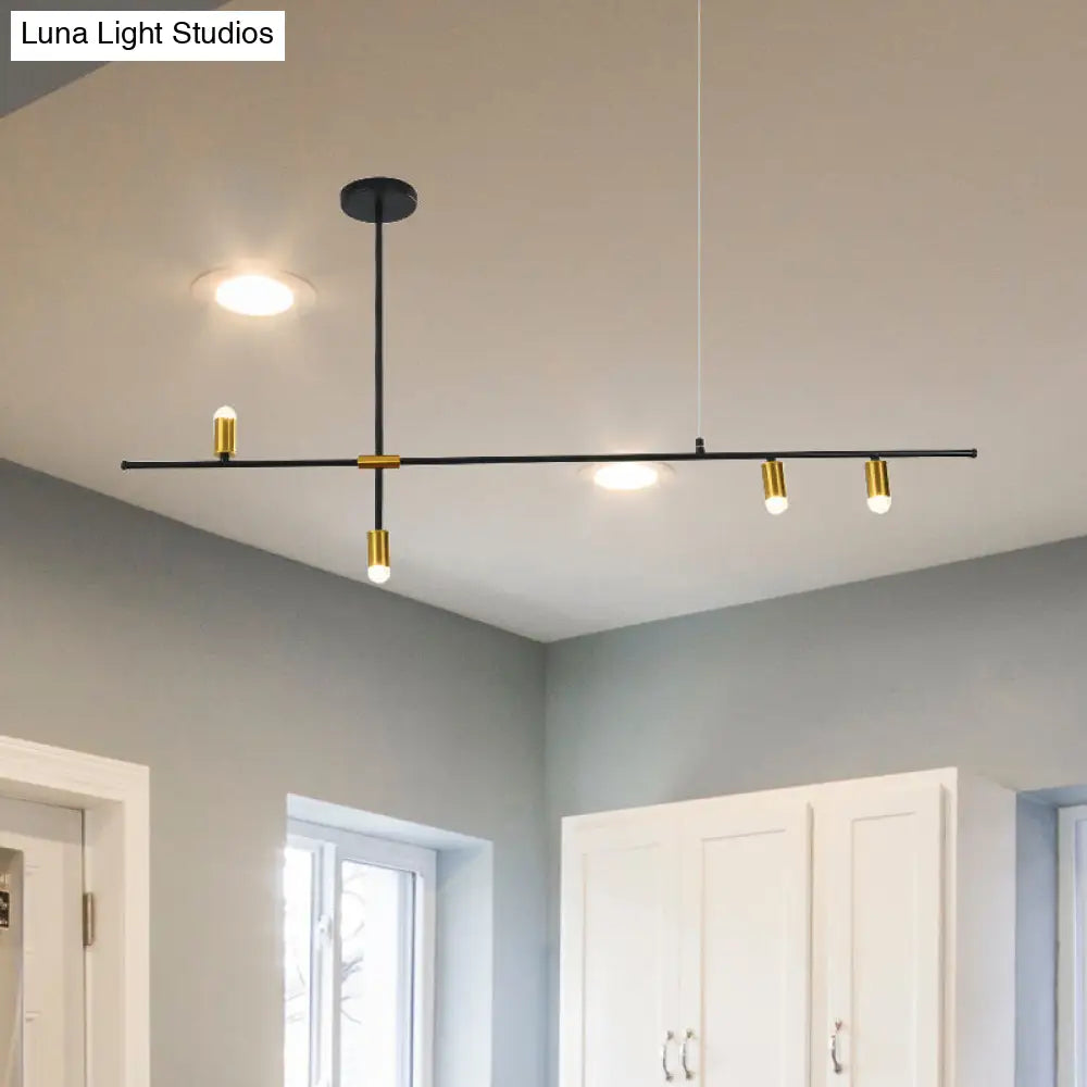 Lámpara de techo rectangular moderna de metal: Lámpara de techo negra (3/4/9 luces)