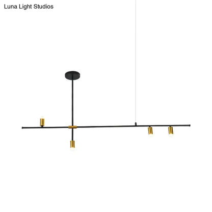 Lámpara de techo rectangular moderna de metal: Lámpara de techo negra (3/4/9 luces)