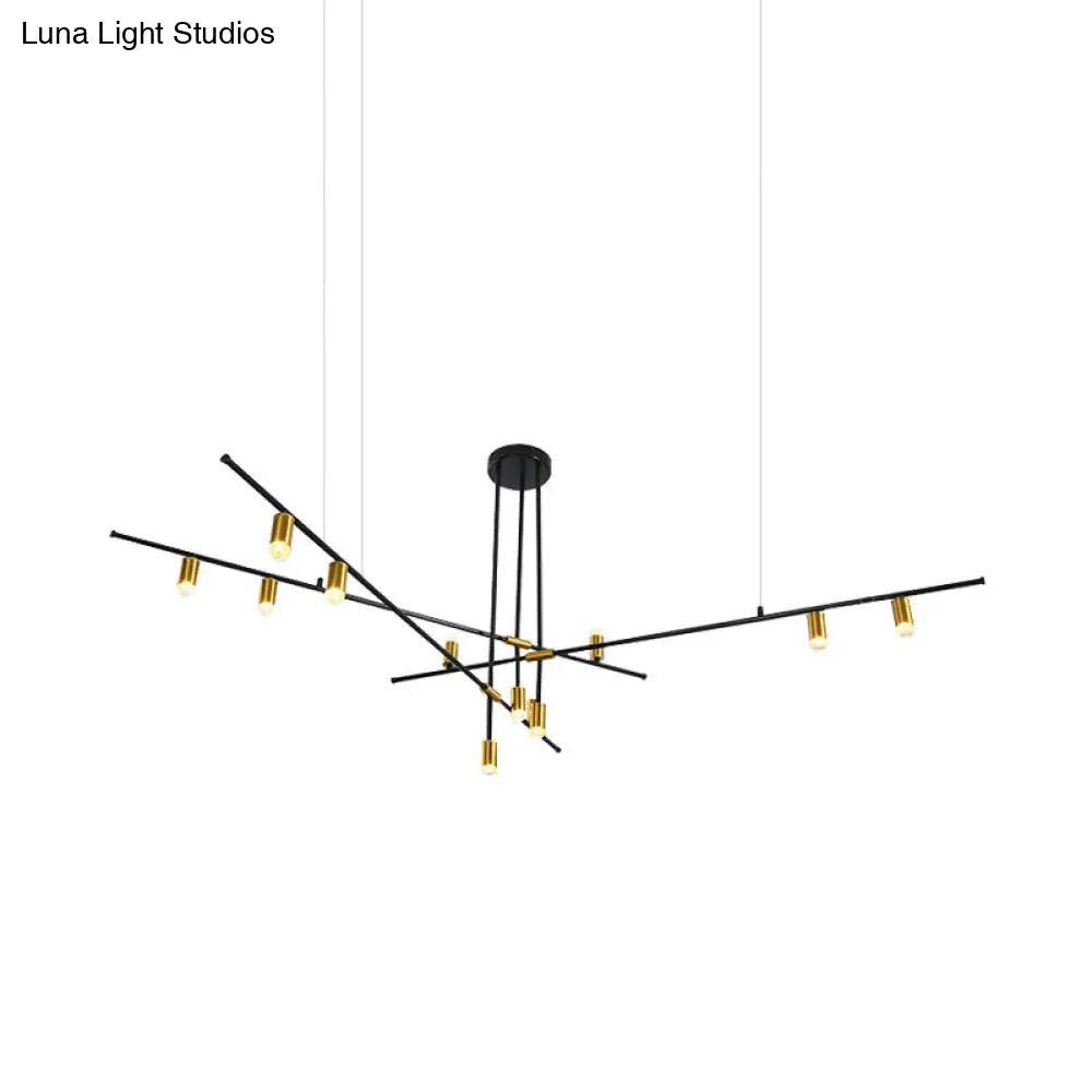 Lámpara de techo rectangular moderna de metal: Lámpara de techo negra (3/4/9 luces)