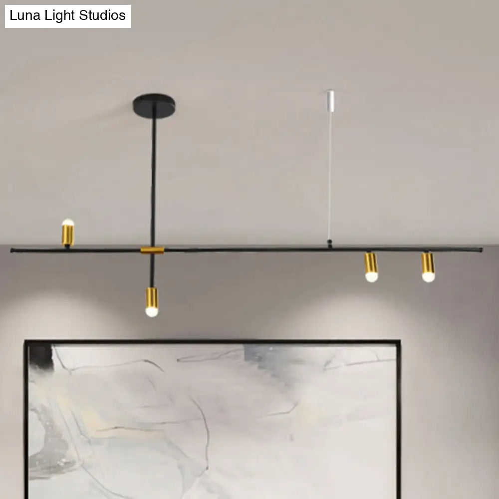 Lámpara de techo rectangular moderna de metal: Lámpara de techo negra (3/4/9 luces)