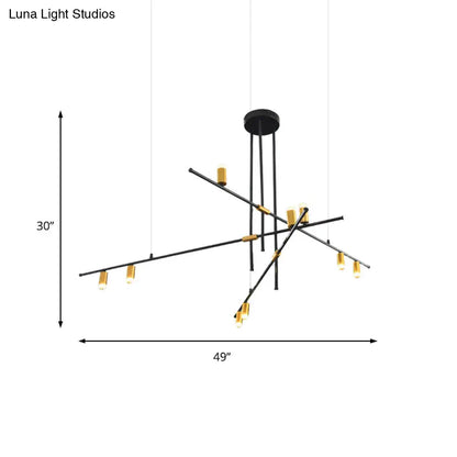 Lámpara de techo rectangular moderna de metal: Lámpara de techo negra (3/4/9 luces)