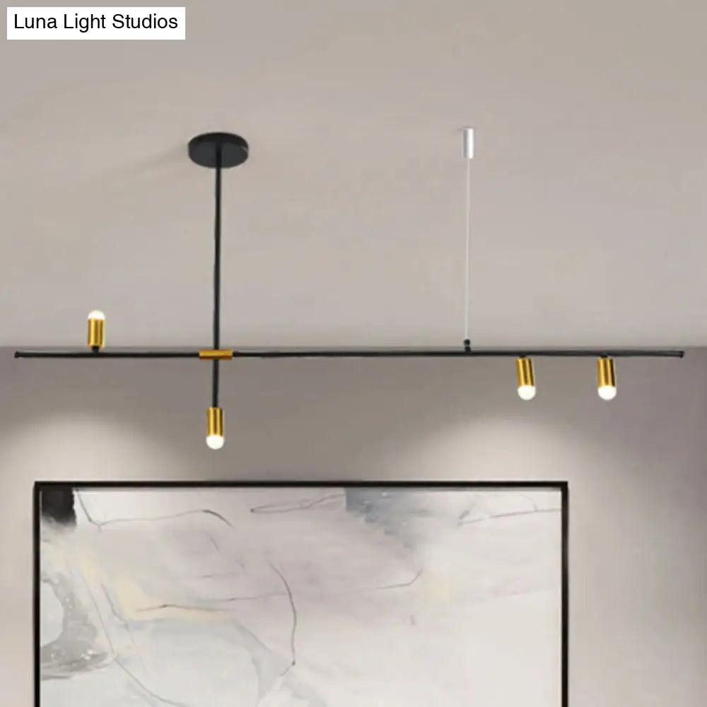 Lámpara de techo rectangular moderna de metal: Lámpara de techo negra (3/4/9 luces)