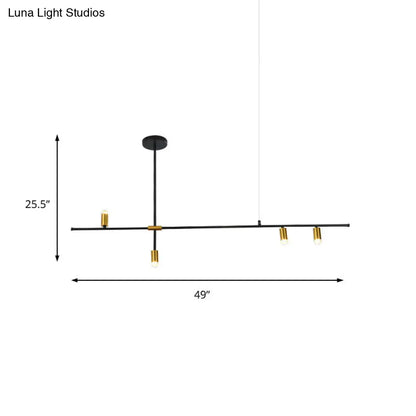 Lámpara de techo rectangular moderna de metal: Lámpara de techo negra (3/4/9 luces)