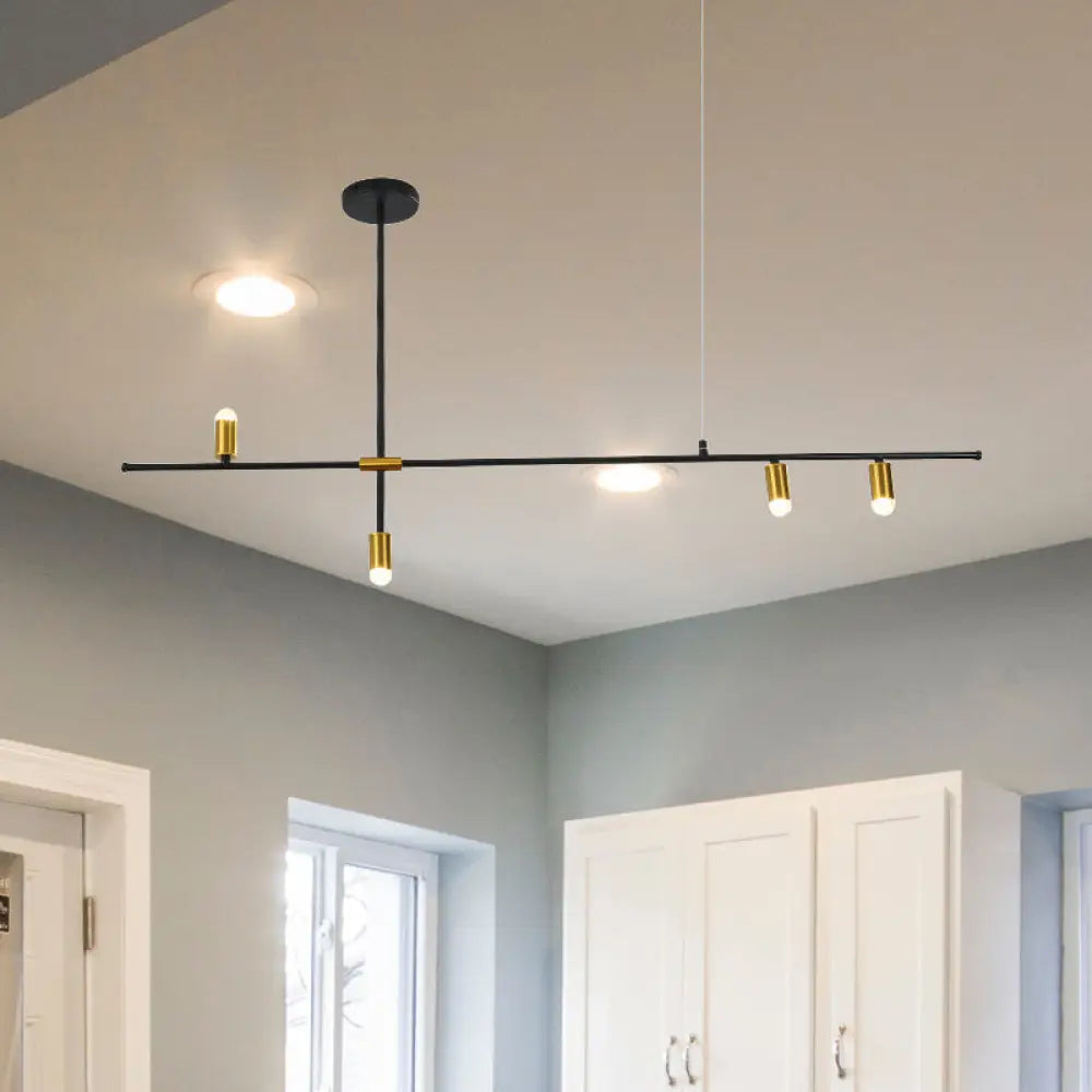 Lámpara de techo rectangular moderna de metal: Lámpara de techo negra (3/4/9 luces)