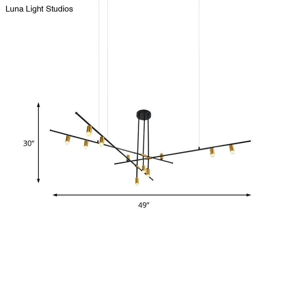 Lámpara de techo rectangular moderna de metal: Lámpara de techo negra (3/4/9 luces)