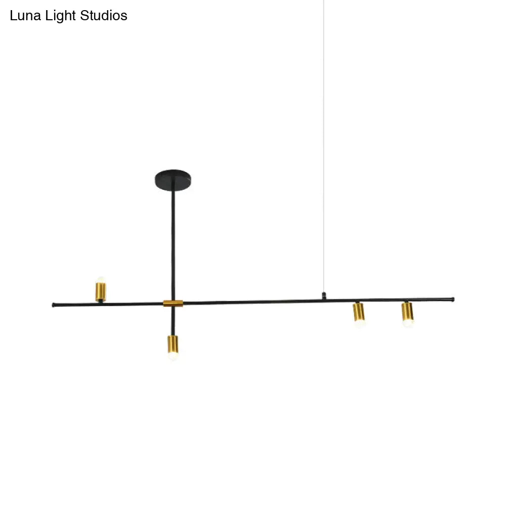 Lámpara de techo rectangular moderna de metal: Lámpara de techo negra (3/4/9 luces)