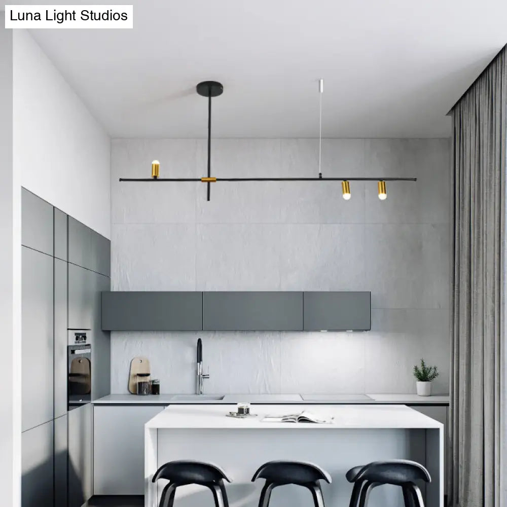 Lámpara de techo rectangular moderna de metal: Lámpara de techo negra (3/4/9 luces)