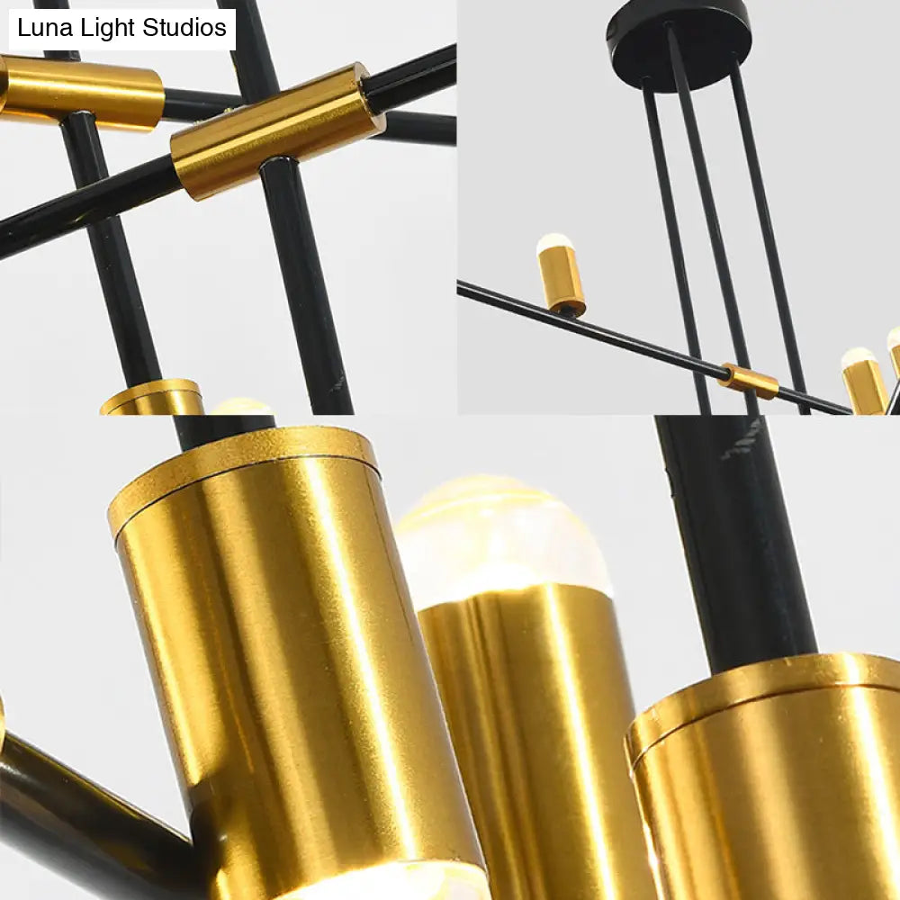 Lámpara de techo rectangular moderna de metal: Lámpara de techo negra (3/4/9 luces)