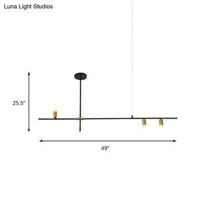 Lámpara de techo rectangular moderna de metal: Lámpara de techo negra (3/4/9 luces)