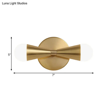 DecorBites™ DecorBites™ Modern Metal Sconce Light Fixture with Flared Design - Ideal for Living Room, Brass Finish, 2 Lights