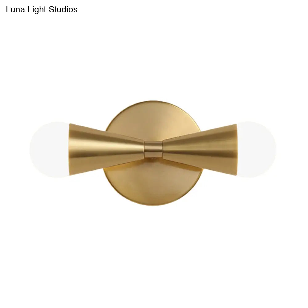 DecorBites™ DecorBites™ Modern Metal Sconce Light Fixture with Flared Design - Ideal for Living Room, Brass Finish, 2 Lights