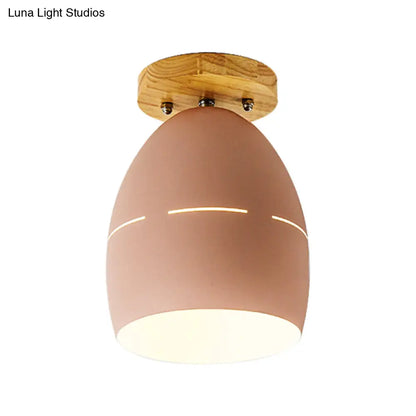 DecorBites™ DecorBites™ Modern Metal Semi-Flush Ceiling Light - 1 Light Oval Semi Flush Mount Lighting in Pink/Yellow/Green for Bedroom