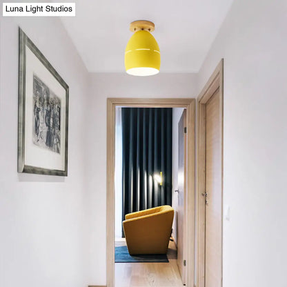 DecorBites™ DecorBites™ Modern Metal Semi-Flush Ceiling Light - 1 Light Oval Semi Flush Mount Lighting in Pink/Yellow/Green for Bedroom