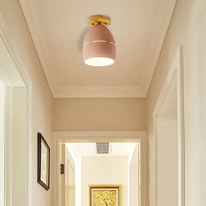 DecorBites™ DecorBites™ Modern Metal Semi-Flush Ceiling Light - 1 Light Oval Semi Flush Mount Lighting in Pink/Yellow/Green for Bedroom