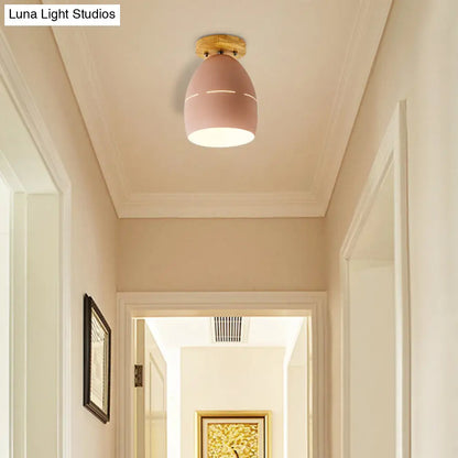 DecorBites™ DecorBites™ Modern Metal Semi-Flush Ceiling Light - 1 Light Oval Semi Flush Mount Lighting in Pink/Yellow/Green for Bedroom