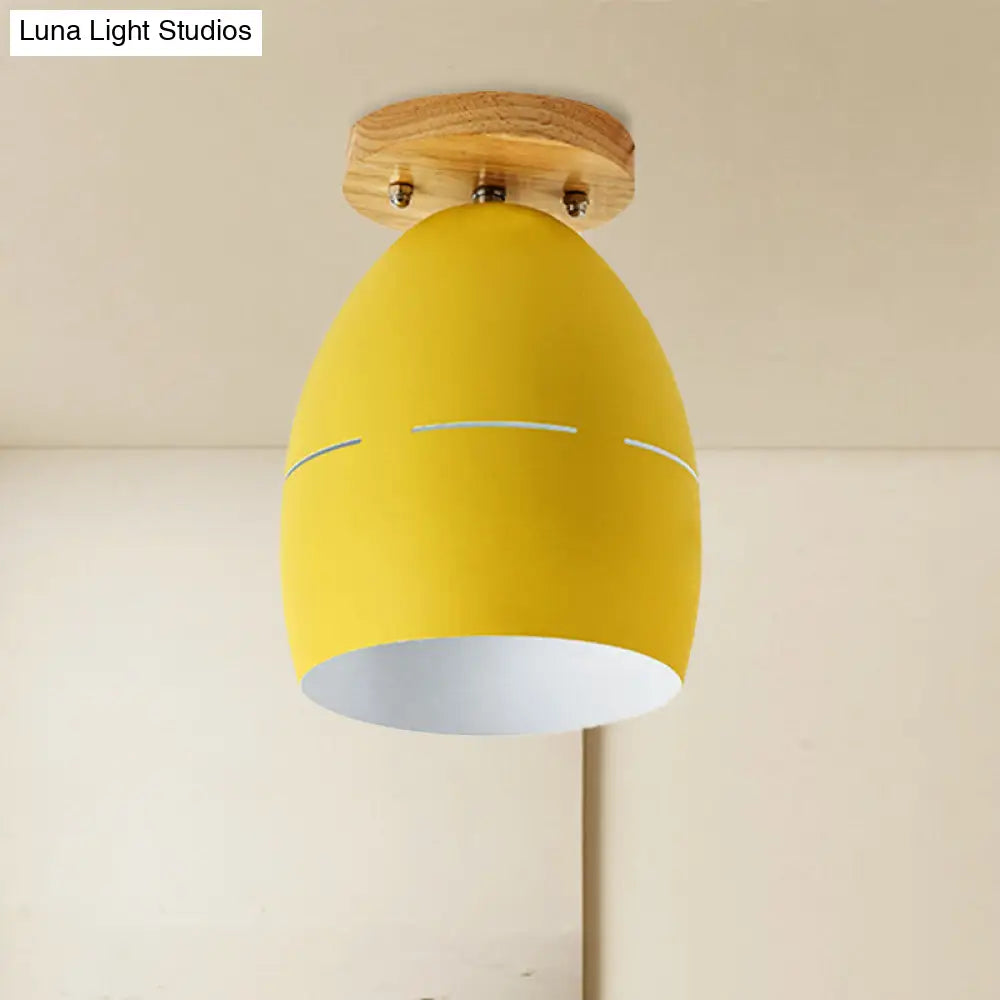 DecorBites™ DecorBites™ Modern Metal Semi-Flush Ceiling Light - 1 Light Oval Semi Flush Mount Lighting in Pink/Yellow/Green for Bedroom