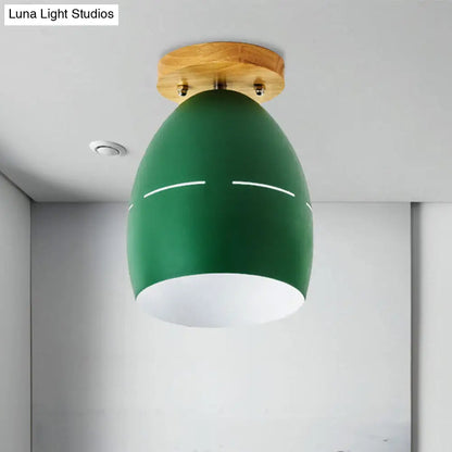 DecorBites™ DecorBites™ Modern Metal Semi-Flush Ceiling Light - 1 Light Oval Semi Flush Mount Lighting in Pink/Yellow/Green for Bedroom