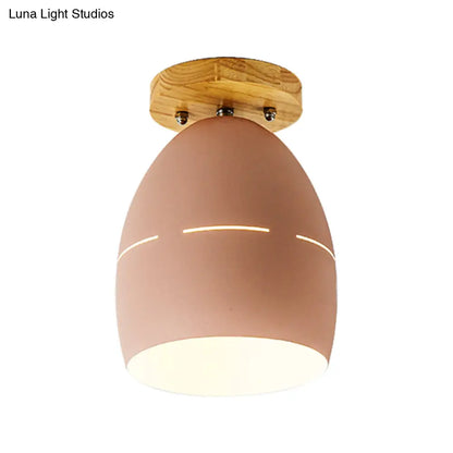 DecorBites™ DecorBites™ Modern Metal Semi-Flush Ceiling Light - 1 Light Oval Semi Flush Mount Lighting in Pink/Yellow/Green for Bedroom