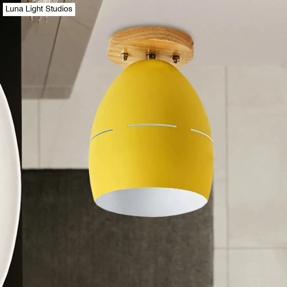 DecorBites™ DecorBites™ Modern Metal Semi-Flush Ceiling Light - 1 Light Oval Semi Flush Mount Lighting in Pink/Yellow/Green for Bedroom