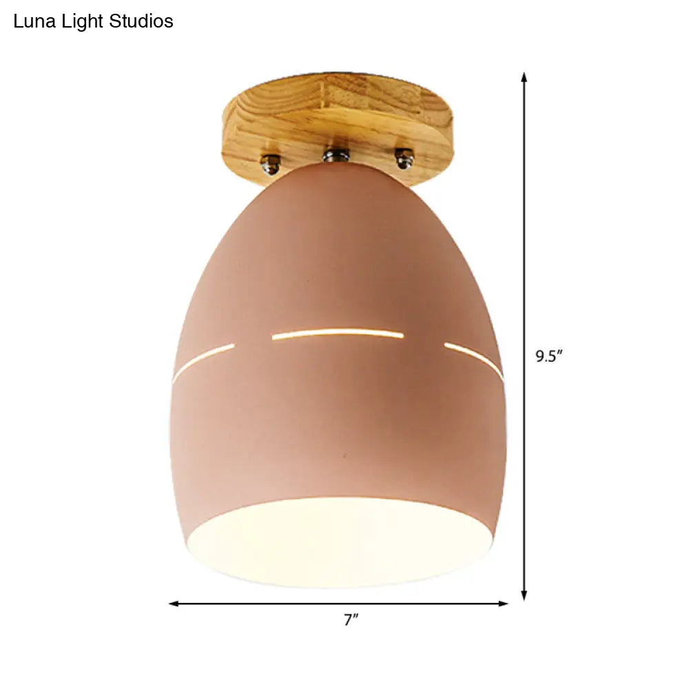 DecorBites™ DecorBites™ Modern Metal Semi-Flush Ceiling Light - 1 Light Oval Semi Flush Mount Lighting in Pink/Yellow/Green for Bedroom