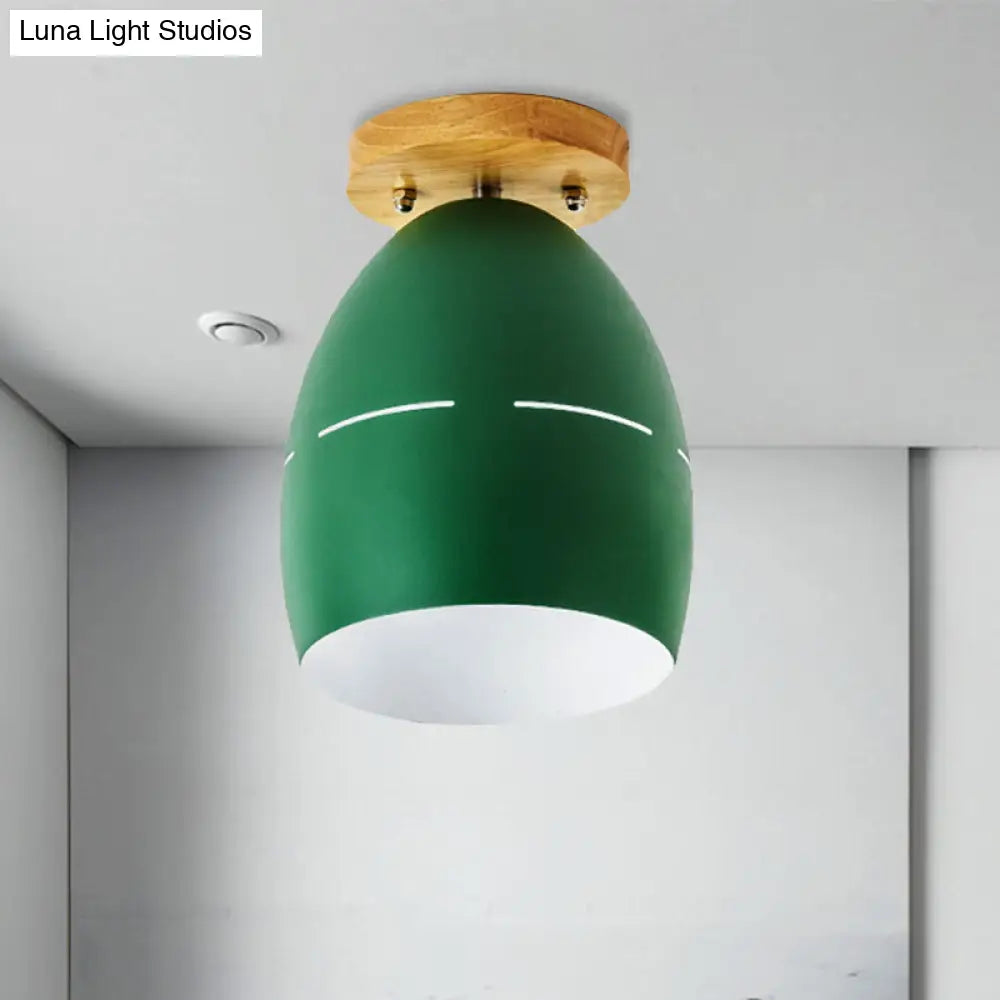 DecorBites™ DecorBites™ Modern Metal Semi-Flush Ceiling Light - 1 Light Oval Semi Flush Mount Lighting in Pink/Yellow/Green for Bedroom