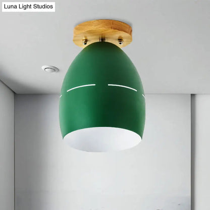 DecorBites™ DecorBites™ Modern Metal Semi-Flush Ceiling Light - 1 Light Oval Semi Flush Mount Lighting in Pink/Yellow/Green for Bedroom