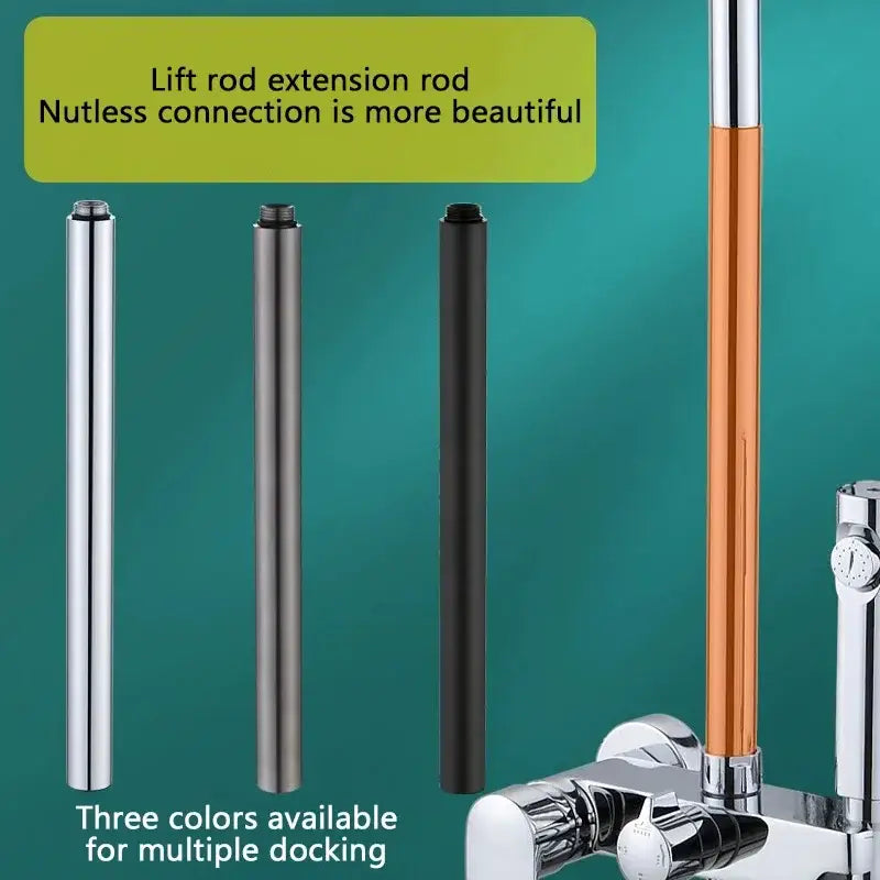 Chrome-finished cylindrical lift rod extension rods in three colors for modern shower head extension pipe bathroom accessory