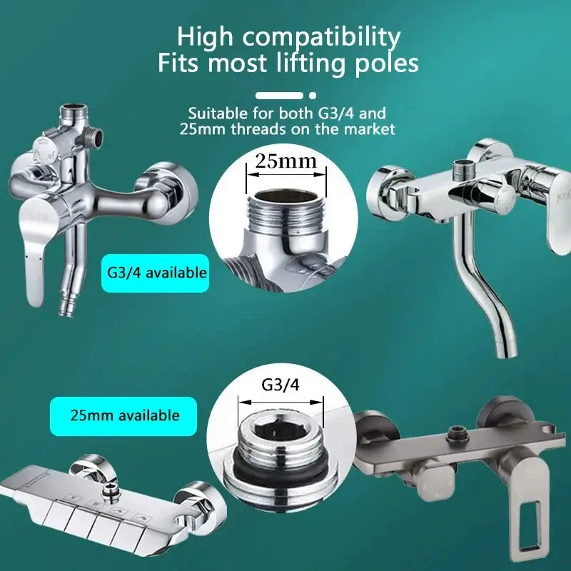 Chrome-finished modern metal shower head extension pipe with g3/4 and 25mm threading for bathroom use