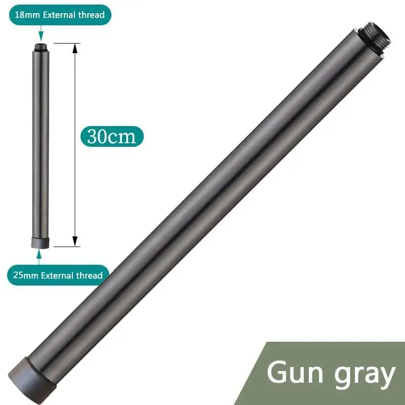 Gun gray metal shower head extension pipe with 18mm and 25mm external threading for modern bathroom use