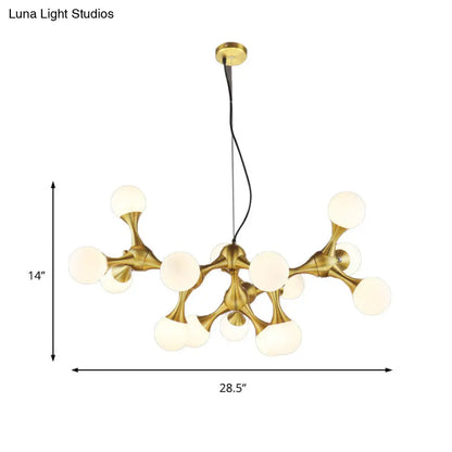 Lámpara de araña moderna de metal con forma de estrella y pantalla de cristal esférica - Disponible en 5/9/15 luces