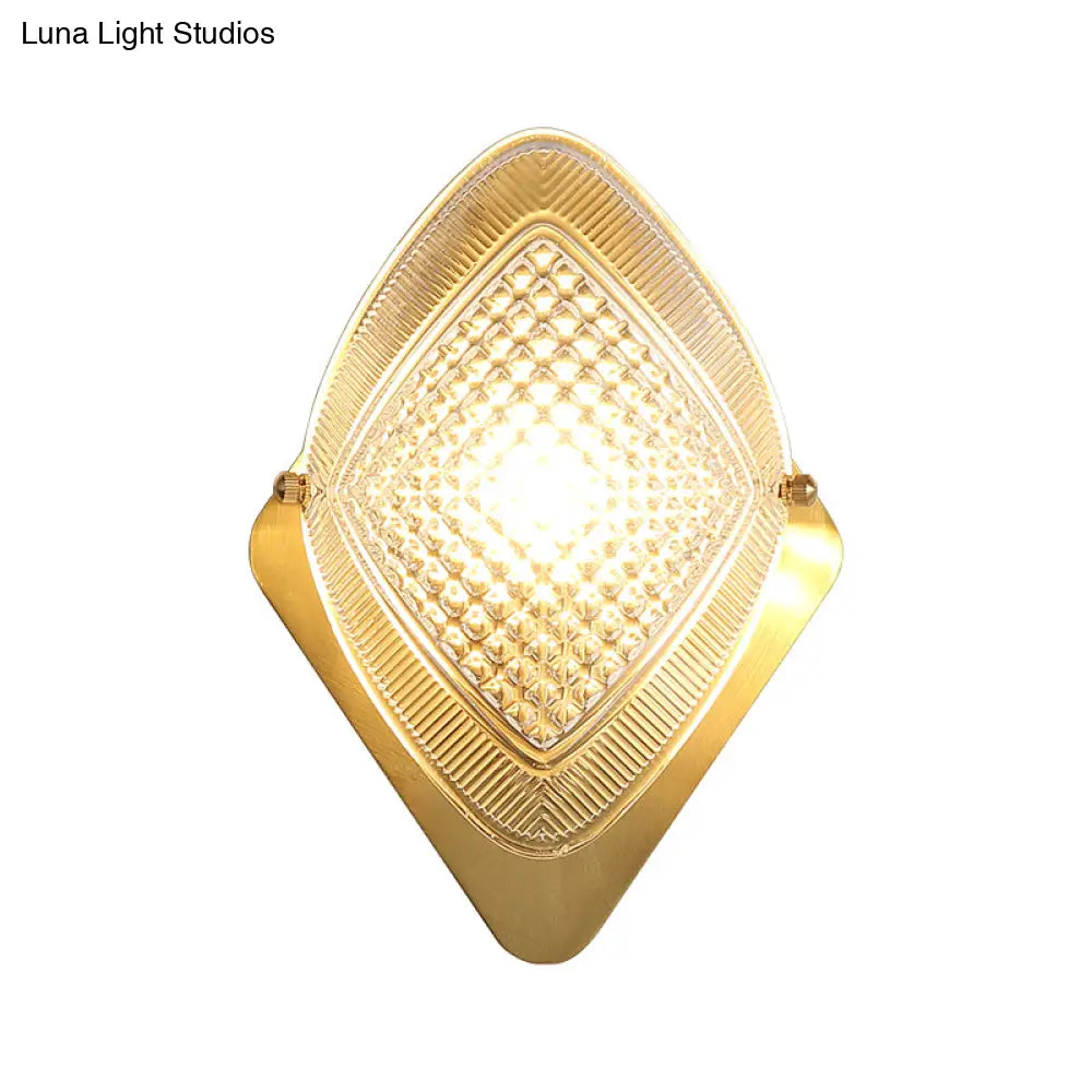 DecorBites™ DecorBites™ Modern Metal Wall Sconce Lamp with Clear Crystal Rhombus Design - Brass Finish