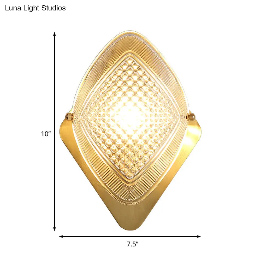DecorBites™ DecorBites™ Modern Metal Wall Sconce Lamp with Clear Crystal Rhombus Design - Brass Finish