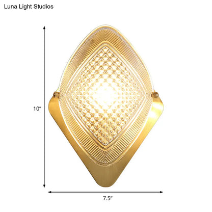 DecorBites™ DecorBites™ Modern Metal Wall Sconce Lamp with Clear Crystal Rhombus Design - Brass Finish