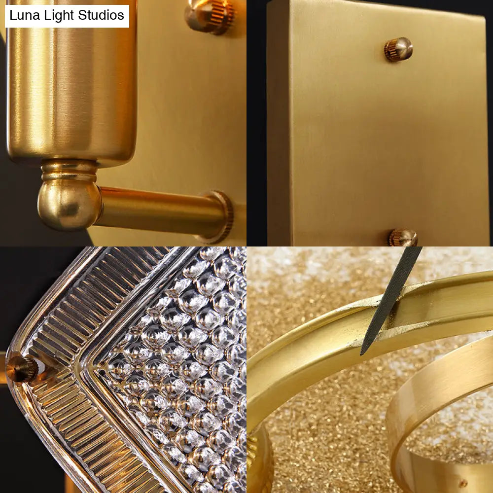 DecorBites™ DecorBites™ Modern Metal Wall Sconce Lamp with Clear Crystal Rhombus Design - Brass Finish