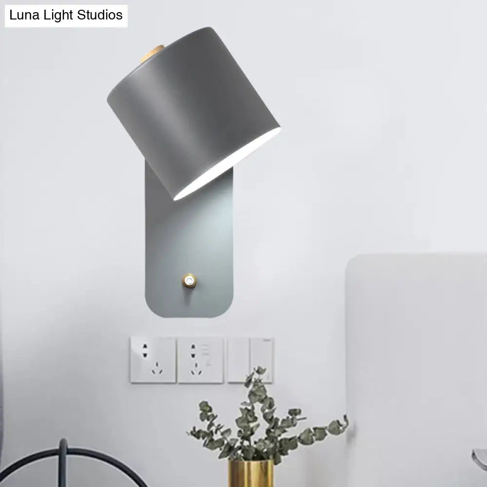 DecorBites™ DecorBites™ Modern Metal Wall Sconce with Grey/Green Tube Bulb and Rectangle Backplate