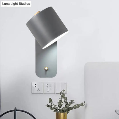 DecorBites™ DecorBites™ Modern Metal Wall Sconce with Grey/Green Tube Bulb and Rectangle Backplate